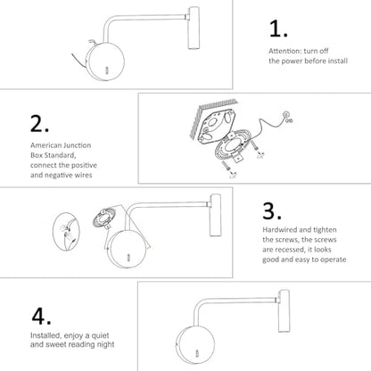 ZEROUNO Wall Mounted LED Reading Light for Bedroom Hardwired Wall Sconce with Switch on/Off Modern 3000K Swing Arm Bedside Wall Mount Lamp (Antique Bronze) - color: Gold