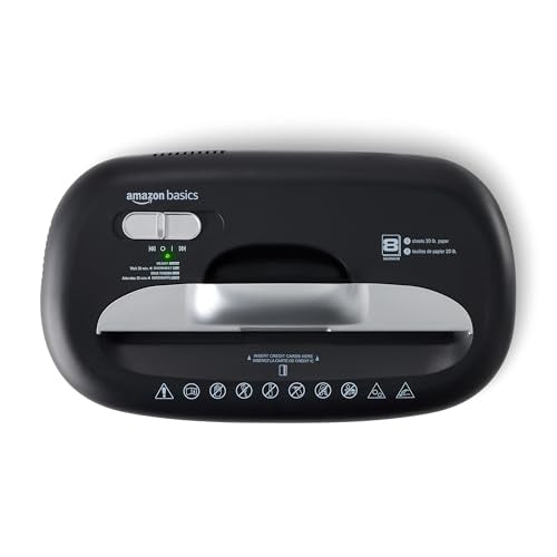 Amazon Basics 8 Sheet Cross Cut Paper and Credit Card Shredder with 4.1 Gallon Bin, Black - size: 8 Sheet