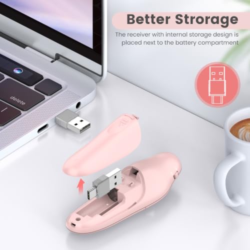 USB Type C Presentation Clicker Wireless Presenter Remote Clicker for PowerPoint Presentations with Red Pointer, PowerPoint Clicker Slide Advancer for Mac/Laptop/Computer/Class/Office - style: Pink