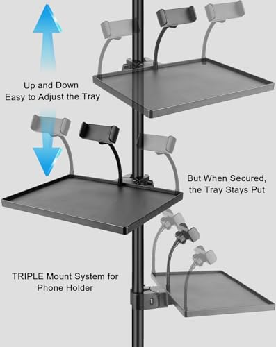 BILIONE Mic Stand Tray 10.6" x 7.8" Large with Crab Clamp for Mixers & Gear - style: Tray with Phone Holder