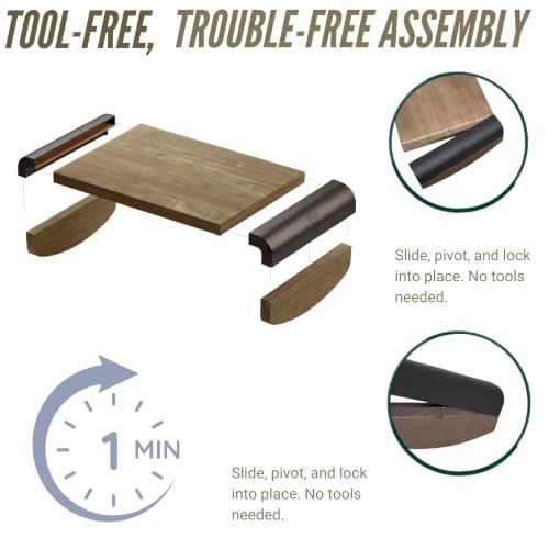 Tiel Designs Ergonomic Under Desk Footrest for Posture Support, Solid Wood, Non Slip Office Foot Stool, Angled Desk Foot Rest for Home and Office