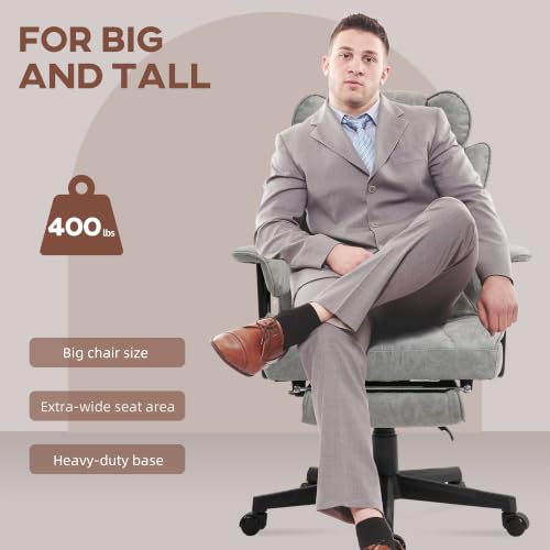 HOMCOM Massage Executive Office Chair 6 Vibration Points 400LBS Gray - color: Grey