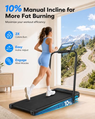 Cardirun Walking Pad with Incline and Stable Handle Bar, Foldable Treadmill | 350+ lbs Capacity, 3.0HP Quiet Under Desk Treadmills for Home, Portable Treadmill with APP, Remote Control and LED Display - color: BLACK