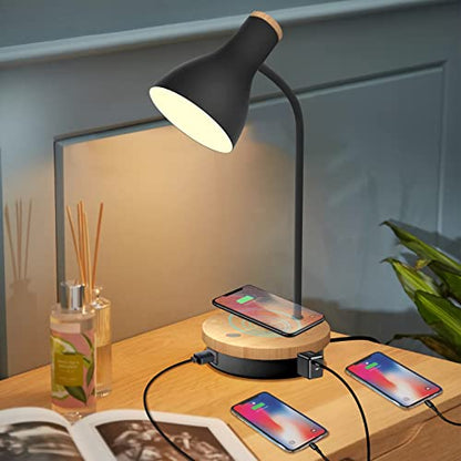 LALISU Metal Desk Lamp Wireless Charging Table Lamp Touch Reading Lights - color: Black