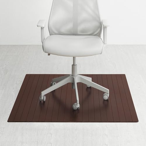 Anji Mountain 48" x 42" Bamboo Office Chair Mat for Carpet & Hardwood Floor - color: Dark Cherry, size: 48" x 42", style: Without Lip