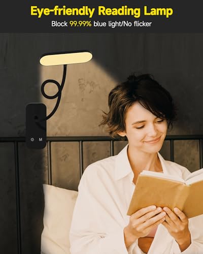 CUHIOY Rechargeable Clip on Light, Bed Headboard Reading Lamp, Black - color: Black