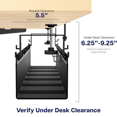 VIVO Black Clamp-on 31 in Fabric Cable Management Tray, DESK-AC31F-C - size: 31"