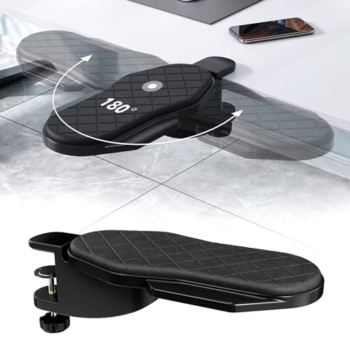 CABTE Ergonomics Desk Extender Tray, Table Mount Arm Wrist Rest Shelf | 180° Swivel Elbow Arm Support, Computer Desk Extender Tray for Home and Office (Black - Rotating) - size: 11.8"