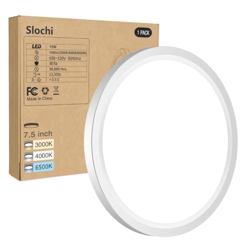 slochi 7.5inch Flush Mount Ceiling Light, 3000K/4000K/6500K - color: White, size: 7.5Inch-1Pack