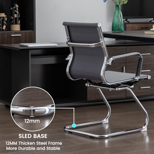 Office Guest Reception Chair Set of 8, Conference Room Chairs Waiting Room Chairs 8 Pack, Modern Leather Office Desk Chair No Wheels.（Grey） - color: Grey, size: 8 Pack