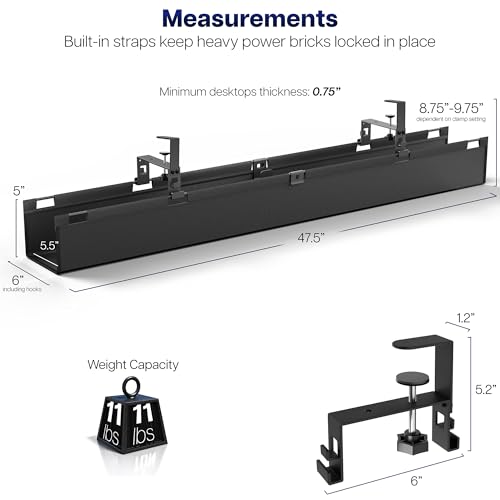 VIVO Black Clamp-on 47 in Fabric Cable Management Tray, DESK-AC47F-C - size: 47"