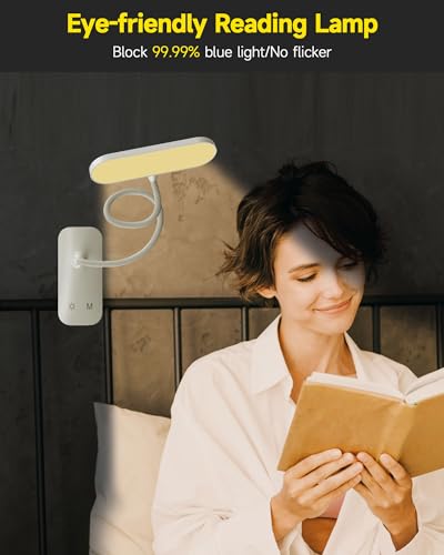 CUHIOY Rechargeable Clip on Light, Bed Headboard Reading Lamp, White - color: White