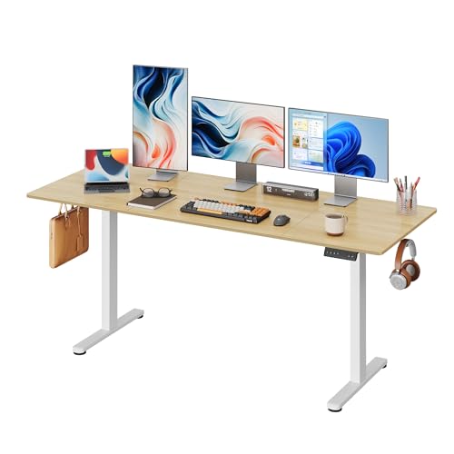 DEVAISE 71 Inch Standing Desk with Split Top, Computer Desk, Maple - color: Maple, size: 71 Inch