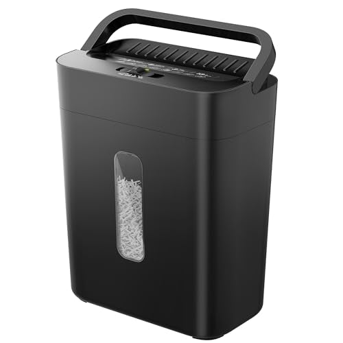 6-Sheet Shredder for Home Office, 3.43 Gallon Cross Cut Shredder, P-4 High Security Paper Shredders for Credit Card Staple Clip, Portable Handle Design - size: 6-sheet