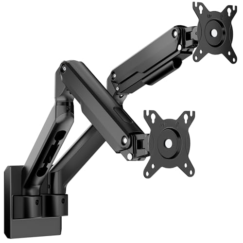 monTEK Dual Monitor Wall Mount, Wobble-Free Spring, 17–32" Full Motion | Dual Wall Mount Frees Full Desktop Space, Zero Clearance Retracts To 3.8", Wobble-Free Spring, Supports 20 Lbs Per Arm - size: Dual Arms