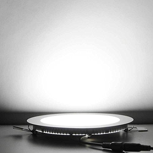 12W 6-inch Ultra-Thin Round LED Recessed Ceiling Panel Down Light with Driver, 1,000 Lumens, 80W Incandescent Equivalent, Home, Office, Commercial Lighting - Pack of 10, 5000K Daylight - color: 5000K - Daylight