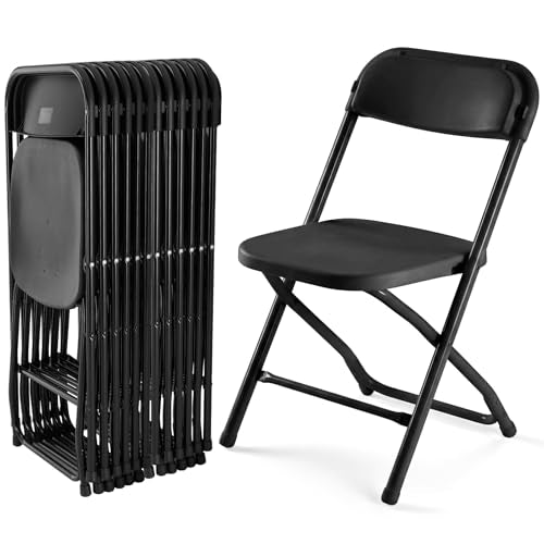 DUMOS Plastic Folding Chairs 12 Pack, Patio Dining Foldable Sets, Outdoor - color: Black, size: 12