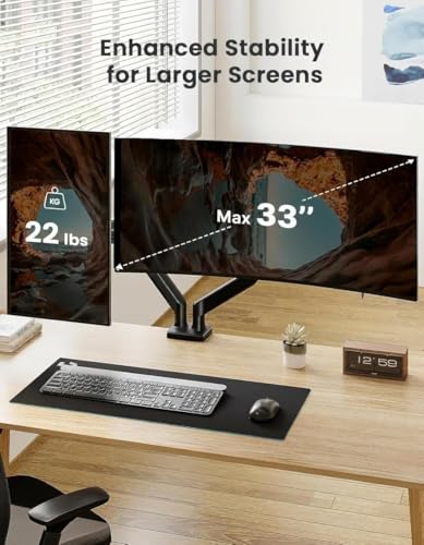 ErGear Dual Monitor Stand up to 33 inches Screen, Load-Bearing Max 22 lbs Each Arm, Adjustable Dual Monitor Mount, Sturdy Steel vesa Monitor Mount with Stable VESA 75x75 100x100mm - size: 17"-33", style: Dual Arms