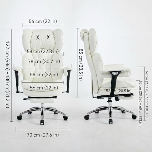 Big & Tall Office Chair, 400lbs Executive Chair with Footrest, White - color: White