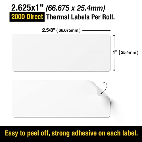 2 5/8" X 1” Direct Thermal Labels 2000 Per Roll Perforated | Quality 2 5/8" x 1” direct thermal labels 2000, designed for everyday use. - size: 2 5/8" X 1" 1 Roll