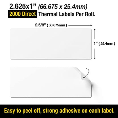 2 5/8" X 1” Direct Thermal Labels 2000 Per Roll Perforated | Quality 2 5/8" x 1” direct thermal labels 2000, designed for everyday use. - size: 2 5/8" X 1" 1 Roll