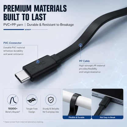 Retractable USB-C to USB-C Cable 132W Fast Charging Anti-Tangle Type C to Type C Cable,Soccer-Shaped Fun Spinner,Car Travel Essentials for iPhone 17/16/15,Galaxy S25/S24/S23,Pixel 9/8