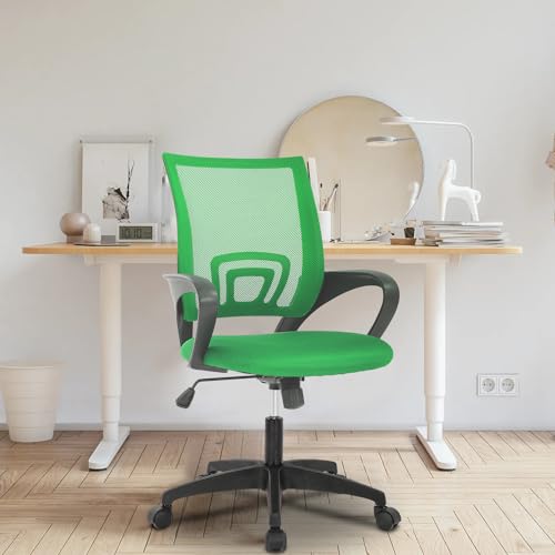 Reusleag Ergonomic Mesh Home Office Chair with Lumbar Support, Mid Back, Rolling Swivel, Adjustable Height, Small Meeting Chairs, Green