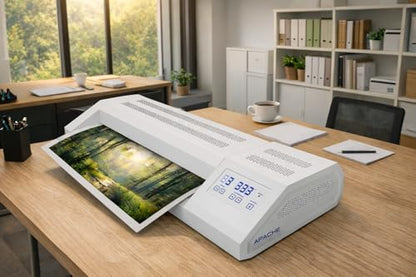 Apache Professional Laminator, Thermal Pouch, 25.5 Inch Max Width, 1.5-33 Mil, True Anti-Jam Technology, School & Office Lamination Machine, Variable Speed & Temperature, Fast Output, Robust Design - color: 26" White