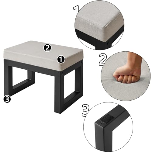 IBUYKE Small Footstool Ottoman, Linen Fabric Footrest, Grey WBD001G - color: Grey