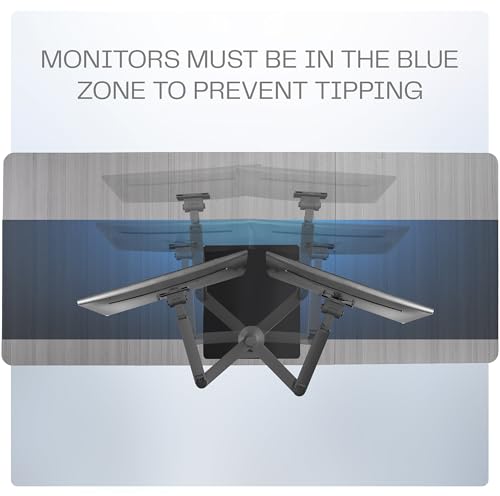 VIVO Pneumatic Arm Dual Ultrawide Monitor Desk Stand for Up to 49 inch Screens with Tempered Glass Base, Holds 2 Ultra Wides Up to 30.8 lbs, Black, STAND-V249FG - size: Dual Mount, style: Freestanding