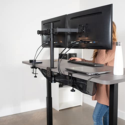 VIVO No Drill Clamp-on 36 inch Mesh Net Under Desk Cable Management Wire Organizer, Adjustable Home Office Standing Desk Cord Storage Sleeve, Black, DESK-AC36MH (Pack of 2) - size: 36" (Pack of 2)