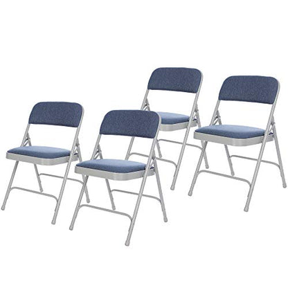 OEF Furnishings OEF2200 Series Heavy-Duty Premium Fabric Padded Upholstery Double-Hinged Folding Chairs (4-Pack, Imperial Blue/Gray) - color: Blue/Gray