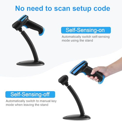 Barcode Scanner Onewscan Wireless 1D Laser Bar Code Scanners with Stand 2.4G Wireless & USB Wired Connection Plug and Play Handheld Bar Code Reader - color: 652wl