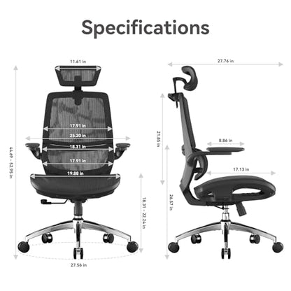 SIHOO M59AS Ergonomic Office Chair, Adaptive Lumbar Support, 2 Packs, Black - color: Black, size: Pack of 2