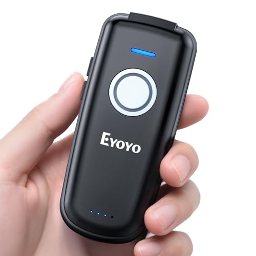 Eyoyo Mini Barcode Scanner Wireless: Portable 3-in-1 Bluetooth Bar Code Scanner with Battery Level Indicator, USB CCD Image Reader for Small Business Compatible with iPhone iPad Android POS Computer - color: Gray