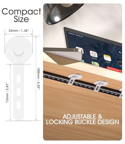 Cable Management Under Desk, Adhesive Cable Ties, 10Pack-White - color: White, size: 10 Pack