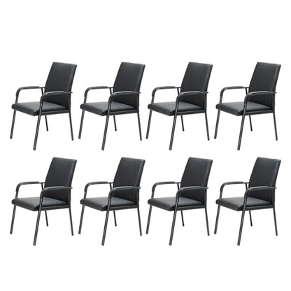8 Pack Leather Guest Office Desk Chair No Wheels 600 lbs Capacity | Black Modern High Back Reception Guest Conference Room Waiting Room Chairs with Padded Armrests for Seniors - size: 8 PACK