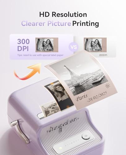 NIIMBOT Label Maker, B21 Pro 300DPI HD Sticker Printer for Photos,Purple | Red&Black Dual-Color Printer, Bluetooth Sticker Maker for Notes, Study Graphics, Memo Maker, Come with 2'' x 1.2'' Label Roll - color: Purple