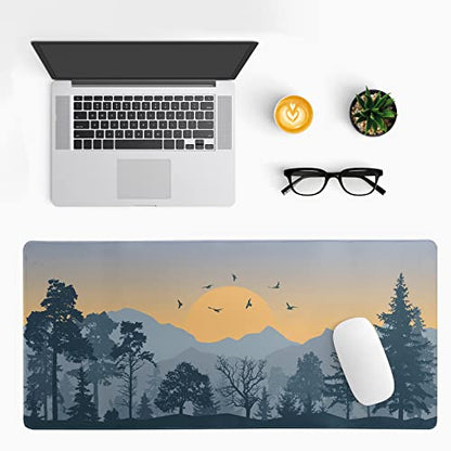 Mountain Gaming Mouse Pad 31.5x11.8 Inch Forest Large Mousepad Extended Grey Mousepad Gaming Non-Slip Rubber Base Stitched Edges Keyboard Mouse Mat Desk Pad for Office Home and Game - color: Mountain 2