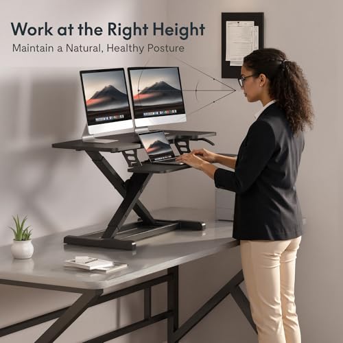 FLEXISPOT Standing Desk Converter, 40", Black - color: Black, size: 40"