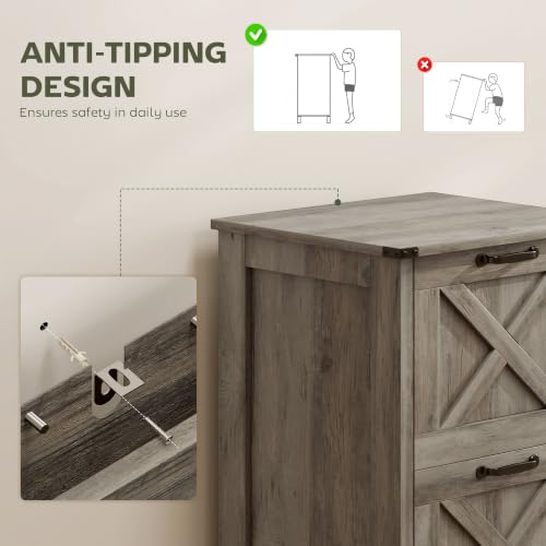 HOMCOM 2 Drawer Vertical File Cabinet, Silent Slides, Distressed Gray - color: Distressed Gray
