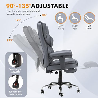 HOMREST Heated Massage Executive Office Chair with Foot Rest,Slate Grey - color: Slate Gray‌