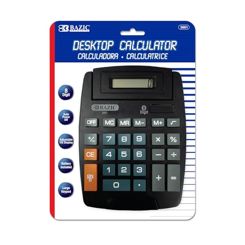 BAZIC Products 8-Digit Large Desktop Calculator, Tilt Display, 72-Case | adjustable tilt display and large keys for everyday math - size: 72-Pack