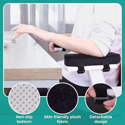 Memory Foam Chair Arm Covers Set of 2, Thick Elbow Pads for Office Chair Arm Rest, Armrest Covers for Gaming Desk Chair, Wheelchair, Forearms Pressure Relief(Black)
