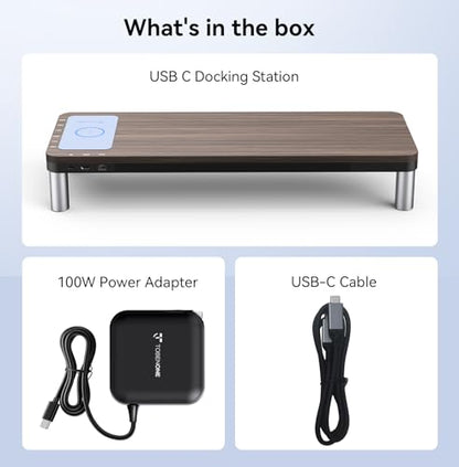 TobenONE MacBook Docking Station 10 in 1 (Monitor Stand, Wireless Charging) | 4K@60Hz HDMI Display, 100W Power Supply, 5 USB Ports, for Dell/Lenovo/HP/MacBook Desktop Accessories Desk, Clutter-Free