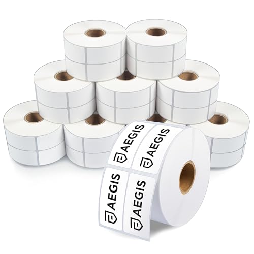 Aegis Adhesives - 2" X 1" (2-Up) Direct Thermal Labels (26000 Count, 10 Rolls with 1" Core) - Barcode Stickers, Inventory and SKU Labels - Compatible with Zebra Printers, NOT Rollo Compatible - size: 2" X 1" - 2 UP