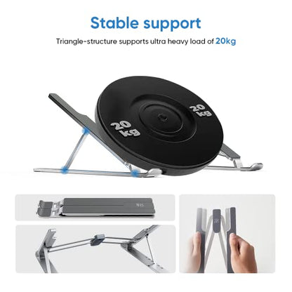 XPPen Drawing Tablet Stand for Desk,Silver Portable Holder for Graphics Tablet&Pen Display, Aluminum Computer Riser Compatible with 10 to 15.6 Inch Laptops and Drawing Tablets,Portable and Adjustable