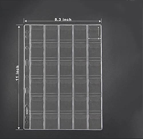 AITIME 30-Pocket Coin Sleeves, 10 Sheets Coin Pockets Pages for Binder - color: 10 Sheets-30 Pocket