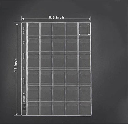 AITIME 30-Pocket Coin Sleeves, 10 Sheets Coin Pockets Pages for Binder - color: 10 Sheets-30 Pocket