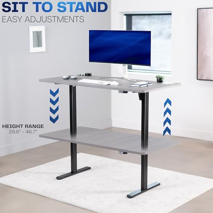 VIVO Dark Gray 60 x 30 in Standing Desk, DESK-KIT-0B6G - color: Dark Gray Top / Black Frame, size: 60 x 30 inch